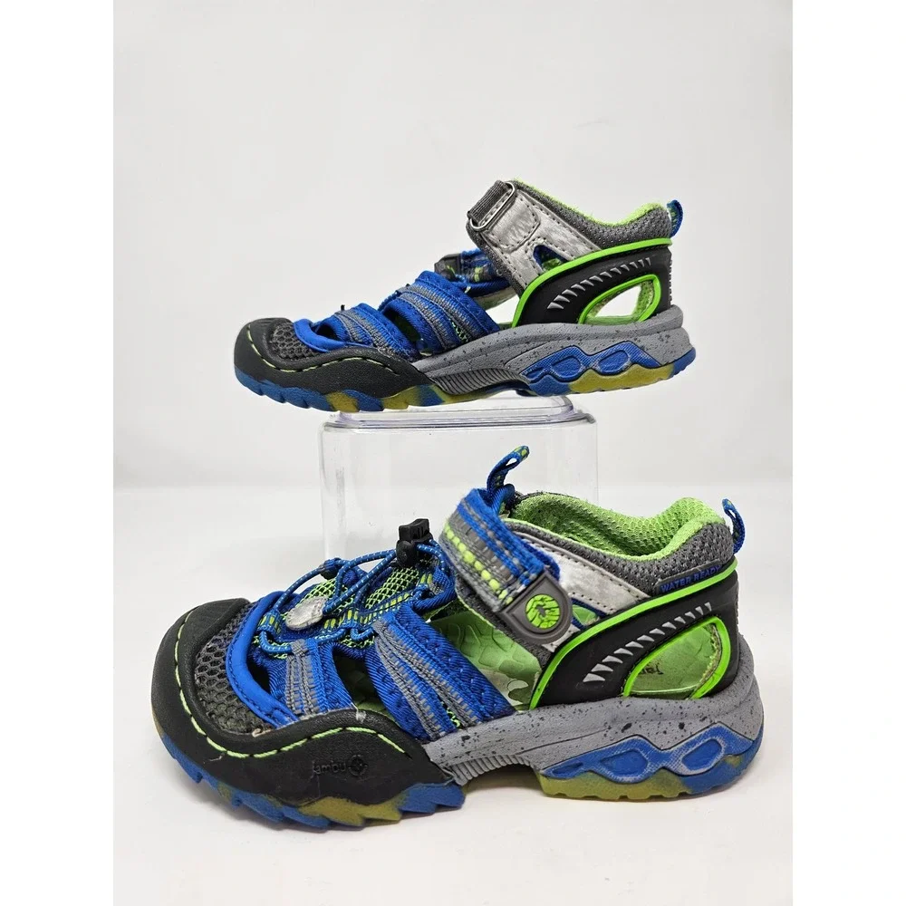 Jambu Piranha‎ Kids Water Sandals Blue Green JS170002 Sz 12 Outdoor Hiking Shoes